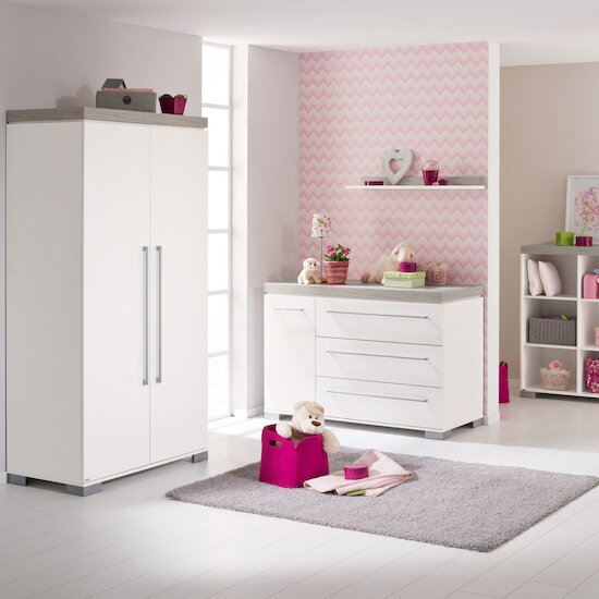 Kira Armoire 2 portes Blanc/Chêne Nautik  de Paidi Kira Armoire 2 portes Blanc/Chêne Nautik  de Paidi