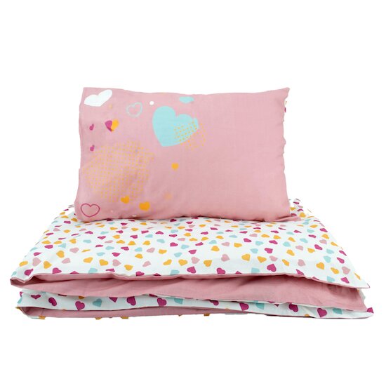 Parure de lit couette + taie Cœurs 100 x 140 cm de Petit à petit Parure de lit couette + taie Cœurs 100 x 140 cm de Petit à petit