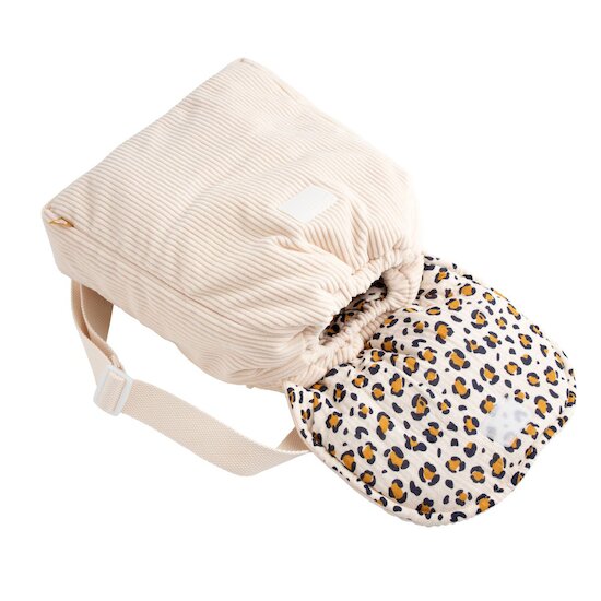 Sac-à-dos maternelle en velours côtelé Léopard Beige  de Sauthon Baby Déco