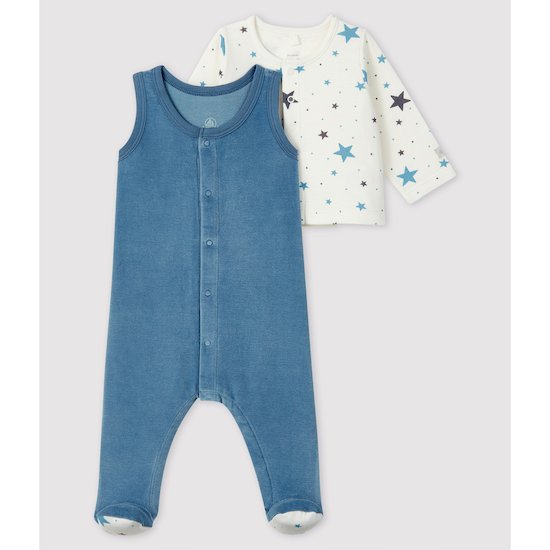 Ensemble Cardigan + Salopette velours Tempête Naissance de Petit Bateau