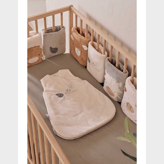 Lot de 6 protèges barreaux pour lit et parc bébé Fluffy, Orso et Lily Blanc, Gris et Marron  de Noukies Lot de 6 protèges barreaux pour lit et parc bébé Fluffy, Orso et Lily Blanc, Gris et Marron  de Noukies