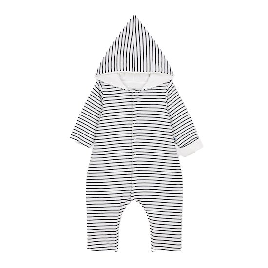 Combinaison longue ouatinée à capuche Blanc/Bleu  de Petit Bateau