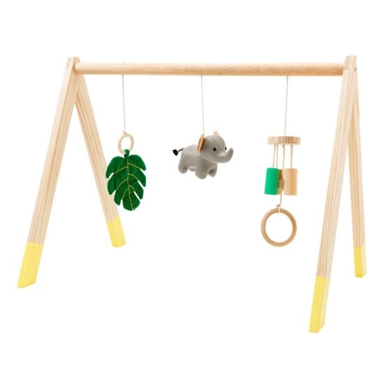 GOPLUS Portique d'Eveil Bébé Pliable en Bois, Arche d'Éveil Bébé