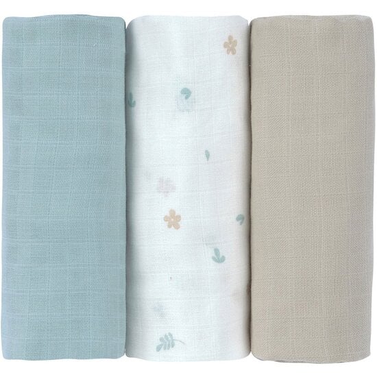 Lot de 3 langes mousseline L Floral 80 x 80 cm de Lässig