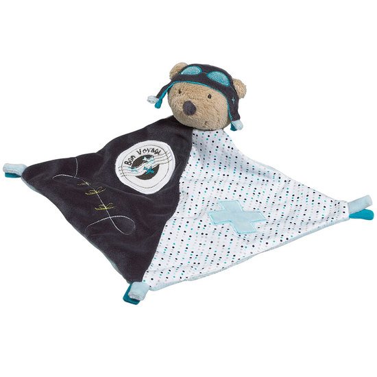 Lazare doudou mouchoir Gris / Bleu  de Sauthon Baby's Sweet Home