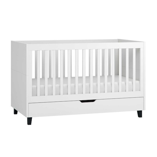 Chambre Simple Trio : Lit évolutif 70 x 140 cm + Commode + Plan à langer Blanc  de Vox Chambre Simple Trio : Lit évolutif 70 x 140 cm + Commode + Plan à langer Blanc  de Vox