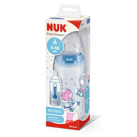 Biberon Fist Choice+ Peppa Pig avec contrôle de la température bleu 300 ml de Nuk