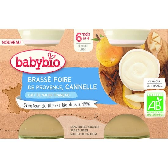 Brassé poire de Provence cannelle  2 x 130 g de Babybio