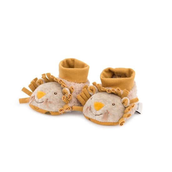 Sous mon baobab chaussons lion Jaune  de Moulin Roty