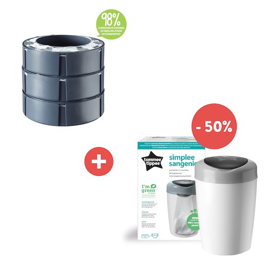 Offre Tommee Tippee : poubelle Simplee à -50% pour l'achat d'un lot de 3 recharges   de Tommee Tippee