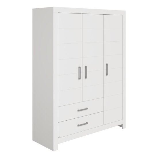 Armoire 3 portes 2 tiroirs blanc craie  de Paidi