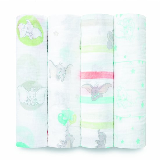 Lot de 4 langes 112x112 Flying Dumbo  de aden + anais essentials