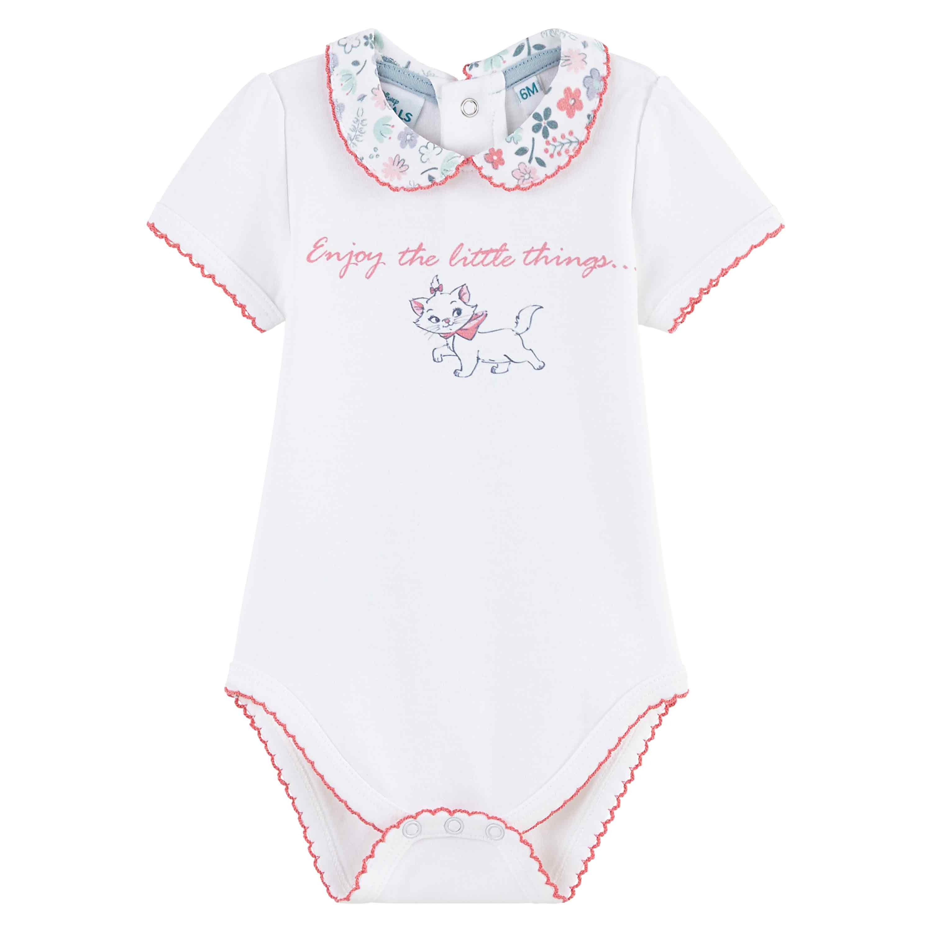 Lot de 2 bodies manches courtes Marie Blanc 1 mois Disney Baby, Bodies Fille Aubert