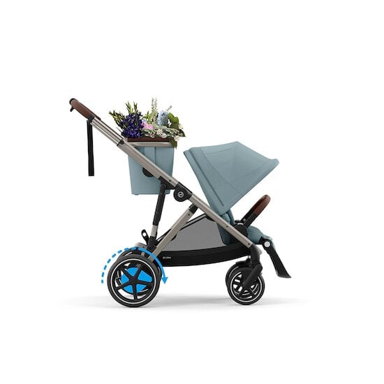 Poussette e-Gazelle S + Panier shopping Châssis Taupe - Stormy Blue  de CYBEX