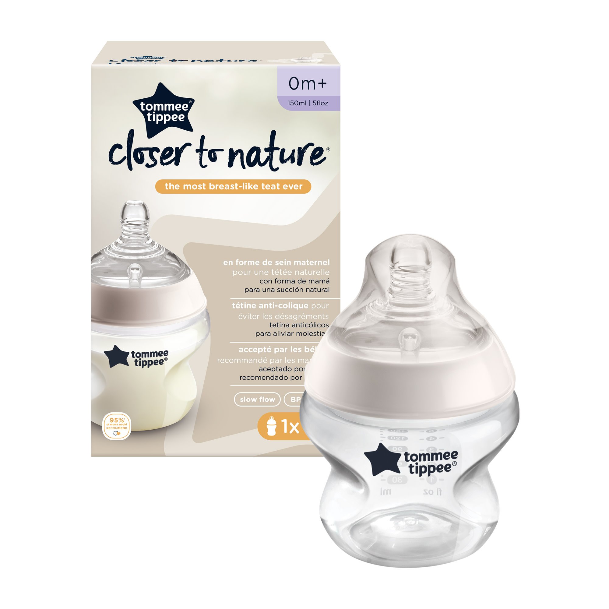 lent débit Tommee Tippee Closer to nature 4 x 260 ml/9 floz Biberons 0m 