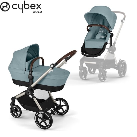 Poussette naissance 2e âge fox 3 châssis graphite bleu Bugaboo