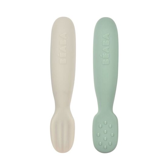 Lot de 2 Pré Cuillères Silicone Vert Sauge  de Béaba