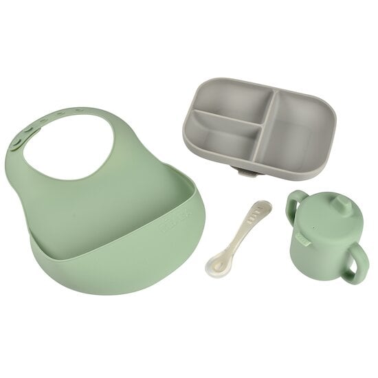 Coffret repas Les Essentiels Gris/Vert Sauge  de Béaba