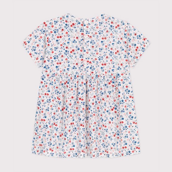 Robe bébé en coton manches courtes imprimée à fleurs Marshmallow  de Petit Bateau Robe bébé en coton manches courtes imprimée à fleurs Marshmallow  de Petit Bateau