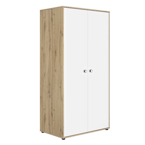 Trio Chambre Arthur : Lit bébé + Commode + Armoire Blanc/Chêne  de Galipette Trio Chambre Arthur : Lit bébé + Commode + Armoire Blanc/Chêne  de Galipette