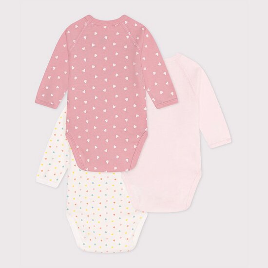 Lot de 3 bodies croisés manches longues en coton imprimé bébé  Naissance de Petit Bateau