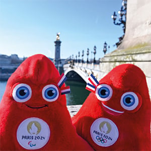 Peluche mascotte paralympique jo 2024 phryges rouge Doudou Et Compagnie