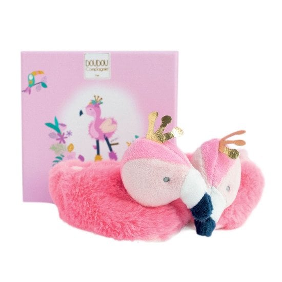 Tropicool chaussons hochet  Flamant Rose  0-6 mois de Doudou et Compagnie