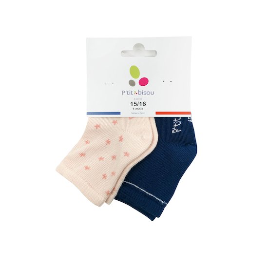 Lot 2 paires de chaussettes Rose/Marine  de P'tit bisou