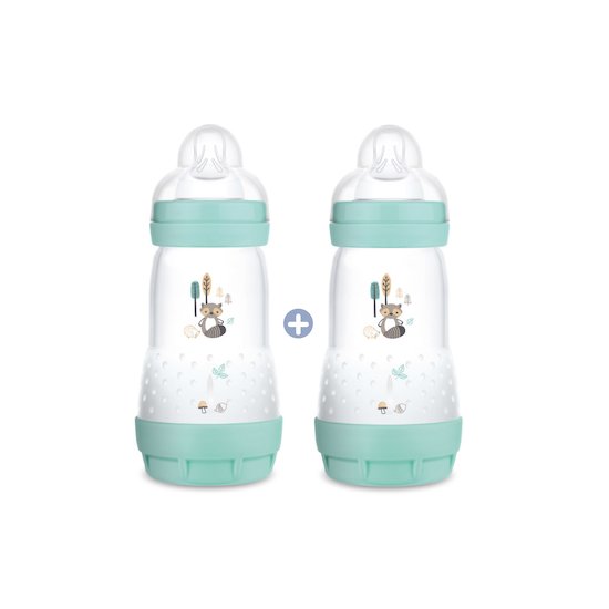 Lot de 2 Biberons Easy Start anti-colique Débit 2 Aqua 260 ml de Mam