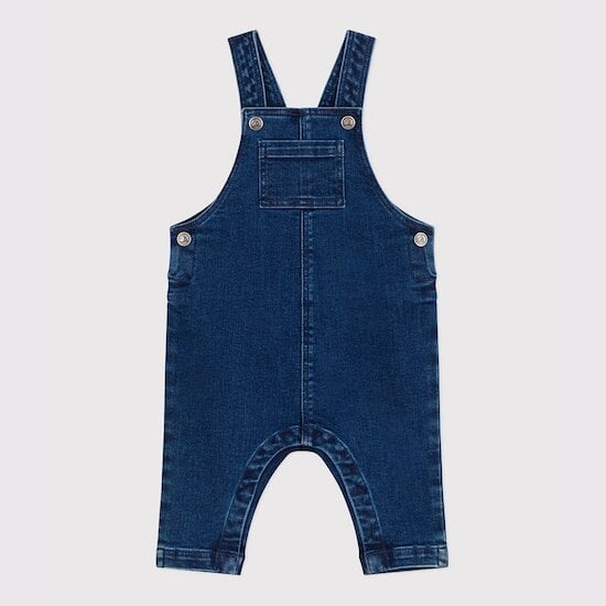 Salopette bébé en jean élasthanne jambes longues Denim  de Petit Bateau