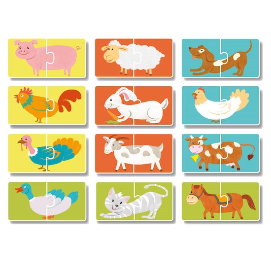 Puzzle Duo 12 pièces Les animaux de la ferme  de Dodo