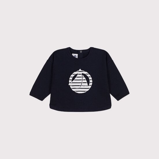 Sweatshirt en molleton bébé Bleu smoking 18 mois de Petit Bateau