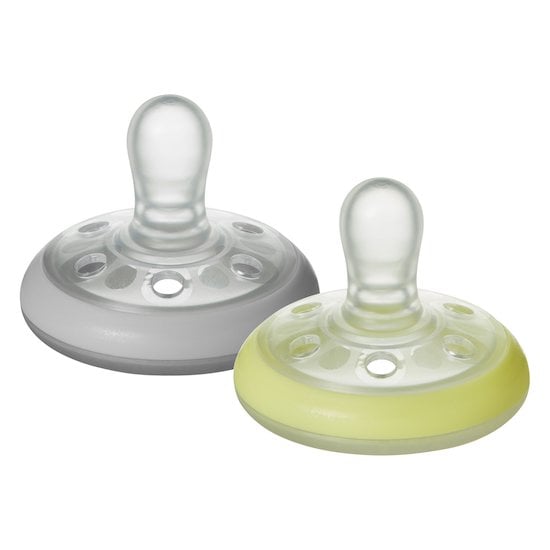 Lot de 2 sucette forme naturelle 0/6m Nuit TOMMEE TIPPEE Clother To Nature