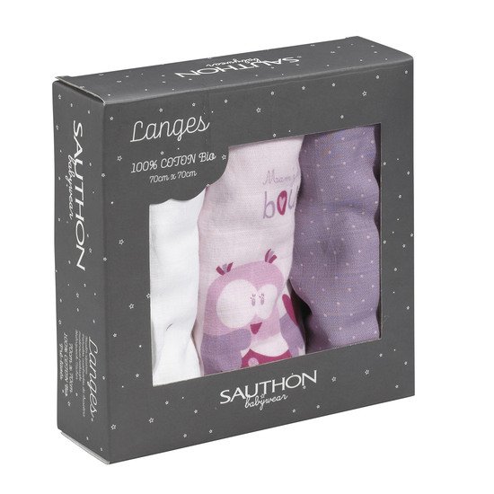 Mam'zelle Bou lot de 3 langes bio 70x70