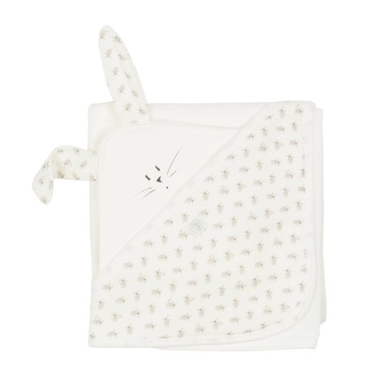 Coffret carré de bain et doudou bébé en éponge et tubique Blanc Taille Unique de Petit Bateau