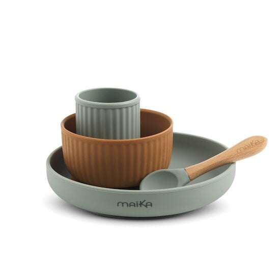 Coffret Repas en Silicone Sauge / Ocre  de Maïka