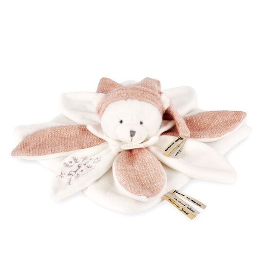Doudou plat pétales ours Rose 25 cm de Doudou et Compagnie Doudou plat pétales ours Rose 25 cm de Doudou et Compagnie