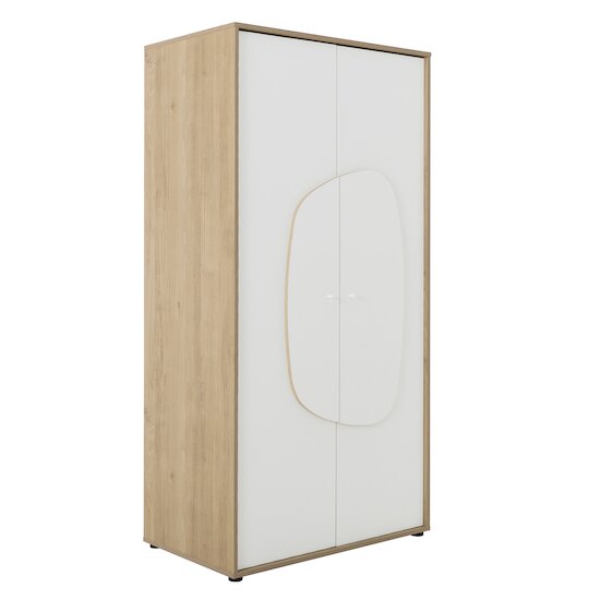 Basile Armoire 2 portes Châtaignier naturel et Blanc  de Galipette Basile Armoire 2 portes Châtaignier naturel et Blanc  de Galipette