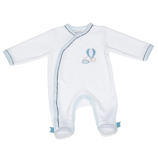 Lazare pyjama velours Blanc/Bleu Ciel Naissance de Sauthon Baby's Sweet Home