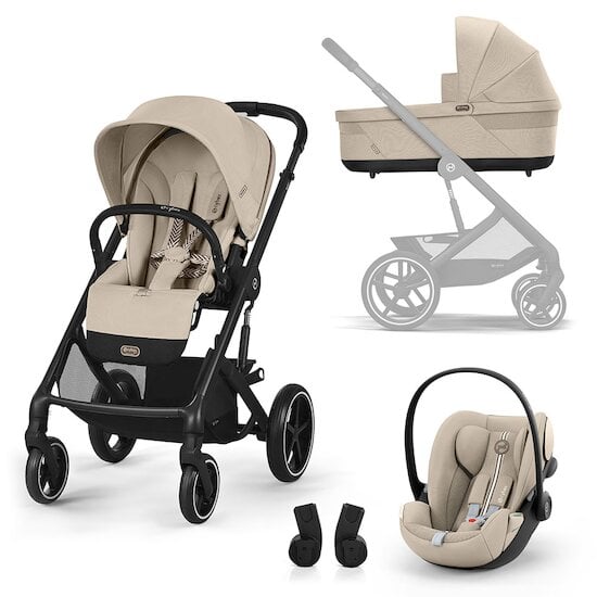 Trio naissance Poussette BALIOS + Nacelle S Lux + Coque auto Cloud G i-Size + Adaptateurs Plus Almond Beige  de CYBEX