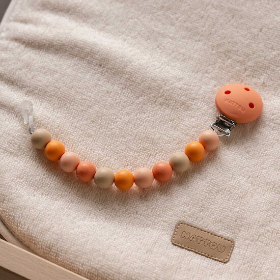 Attache-sucette Silicone Beige / Terracota  de Nattou