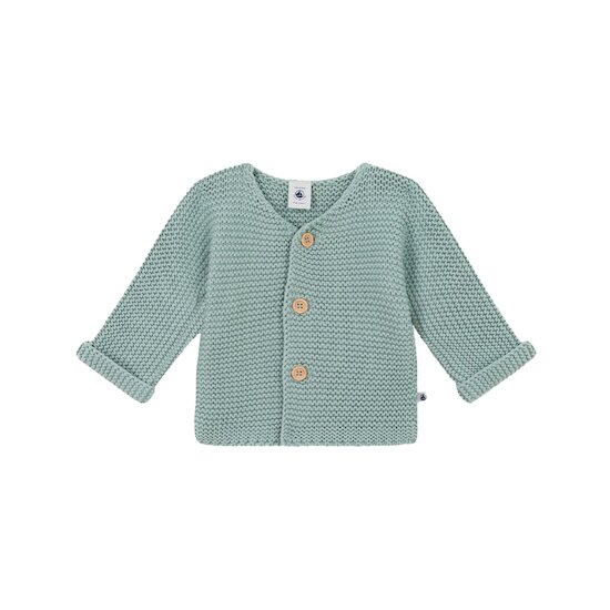 Cardigan en tricot point mousse bébé Vert paul  de Petit Bateau
