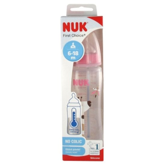 Biberon First Choice+ Temp Control Silicone Rose clair 360 ml de Nuk
