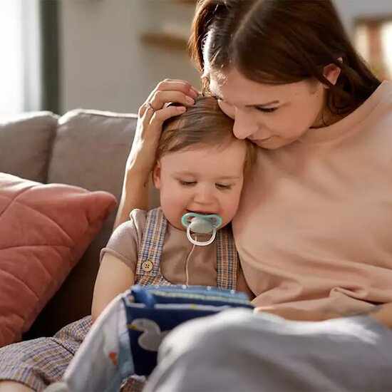 Lot 2 sucettes ultra air Gris/Bleu 18 mois + de Philips AVENT