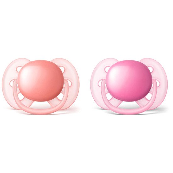 Lot de 2 sucettes peach douce Uni Rose 6-18 mois de Philips AVENT