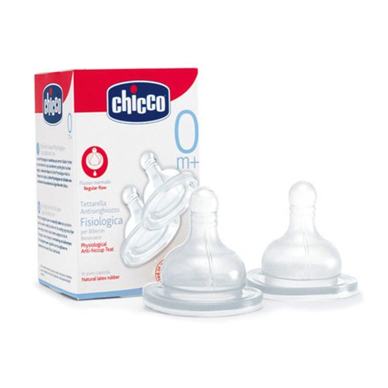 Tétine physiologique anti-hoquet en silicone x 2  Flux normal de Chicco