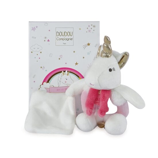 Licorne hochet avec doudou Rose  de Doudou et Compagnie