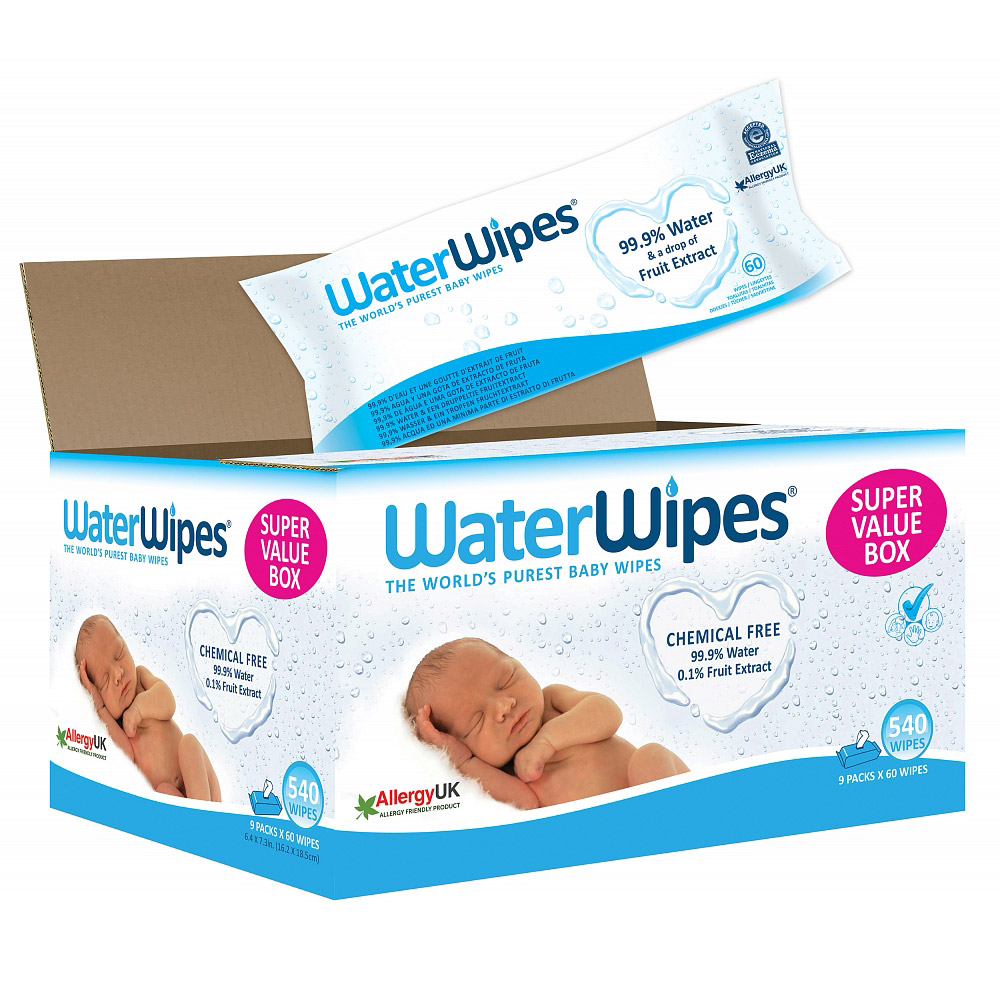 Lingettes bébé 100 naturelles 9 x60 WaterWipes, Cosmétiques Aubert