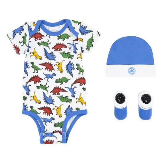 Coffret Body + Bonnet + Chaussons Imprimé Dino 6-12 mois de Converse