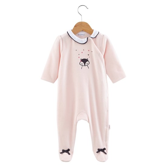 Pyjama velours collection Little Fox Rose Câlin Naissance de P'tit bisou